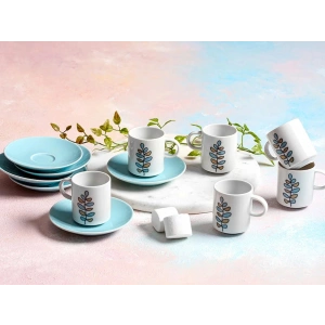 Porland Wisteria Turkuaz 6 Kişilik Kahve Takımı