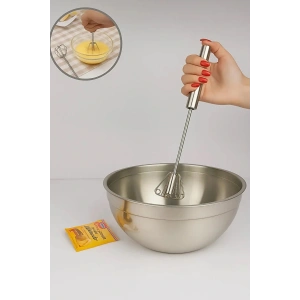 Pratik Paslanmaz Çelik Basmalı Otomatik Çırpıcı Metal Çırpıcı 1 Adet Uzunluk 30cm