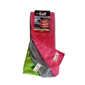 Suff Zambak 3lü Mikrofiber Bez /Oto Kurulama Bezi (40x30cm)