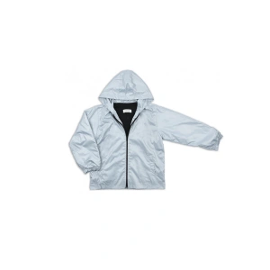 Unisex Çocuk Parlak Gri Renk Mevsimlik Pamuklu Kumaş Astarlı Kapüşonlu Yağmurluk