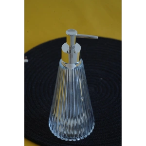 Glasscom Riva Çizgili Sıvı Sabunluk Şeffaf