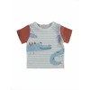 Erkek Bebek Pamuklu Timsah Desenli Yazlık T-shirt ve Şort Takımı