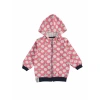 Kız Çocuk Pudra Pembe Renk Puantiyeli Mevsimlik Kapüşonlu Hırka
