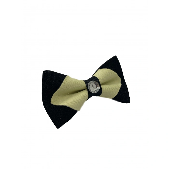 Bebek & Çocuk Siyah Bej Renk 1-7 Yaş Lastikli Papyon