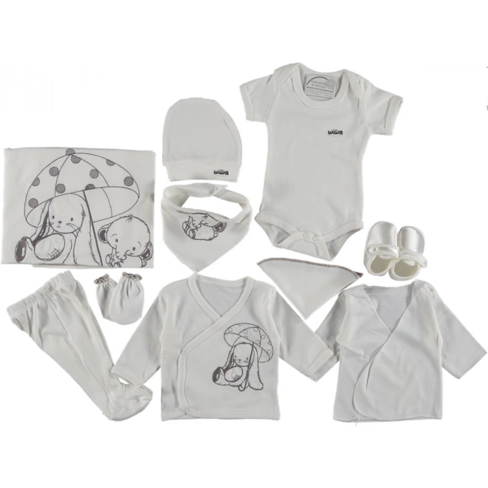 Bebek Yenidoğan Hayvan Figürlü Pamuklu 10 Parça Hastane Çıkışı Seti