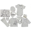 Bebek Yenidoğan Hayvan Figürlü Pamuklu 10 Parça Hastane Çıkışı Seti