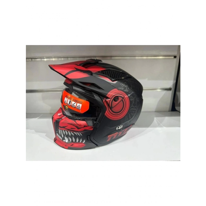 Kask Streetfıghter Sv Aztec B5 Mat Siyah/kırmızı