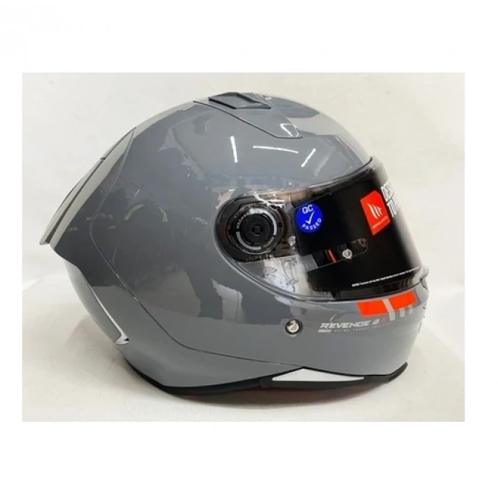 MT Kask mt Revenge 2 Parlak Gri A12 Şeffaf Vizörlü V14B