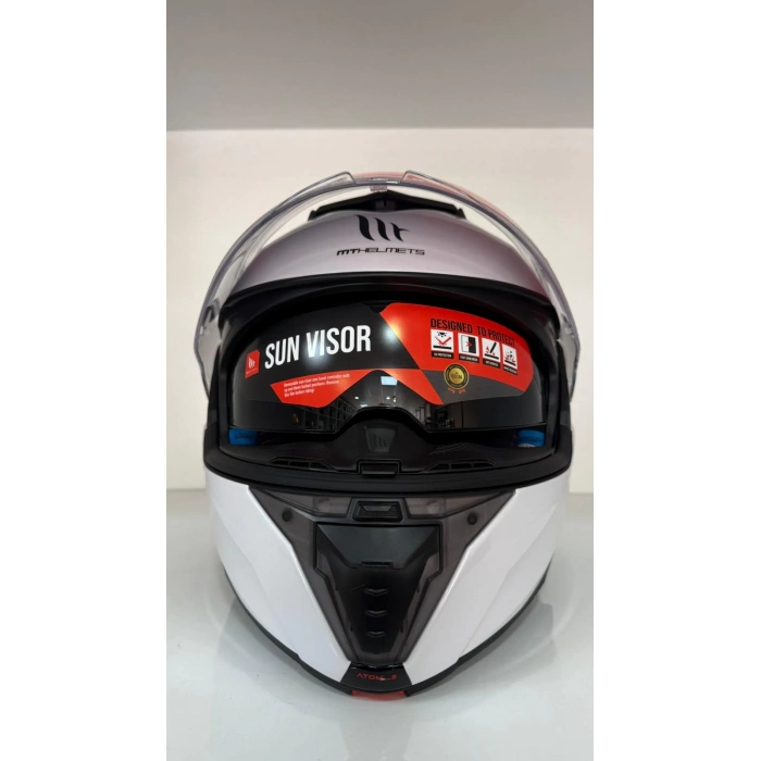 KASK MT ATOM 2 A11 ÇENE AÇILIR PARLAK BEYAZ