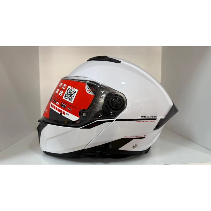 KASK MT ATOM 2 A11 ÇENE AÇILIR PARLAK BEYAZ
