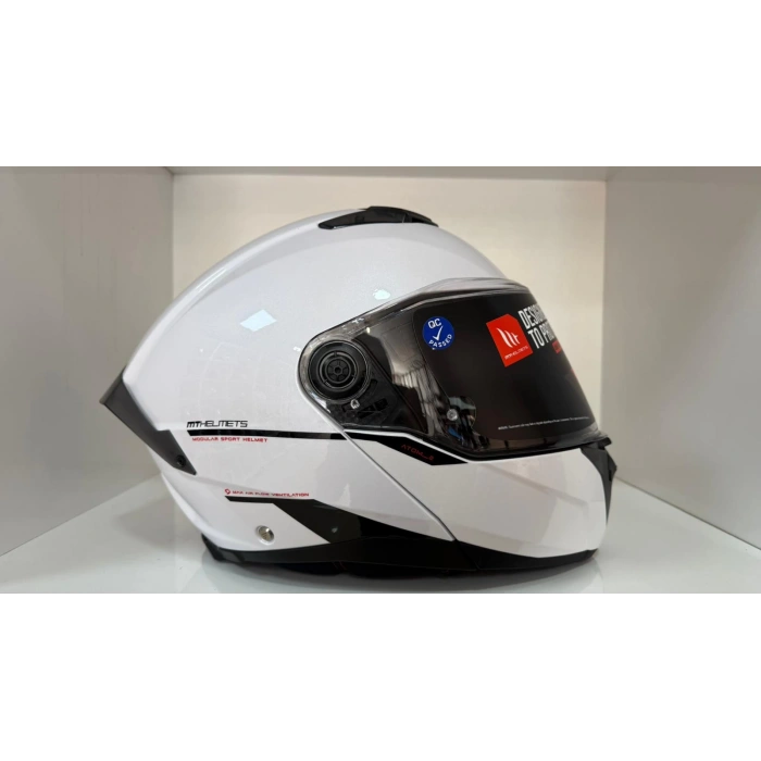 KASK MT ATOM 2 A11 ÇENE AÇILIR PARLAK BEYAZ