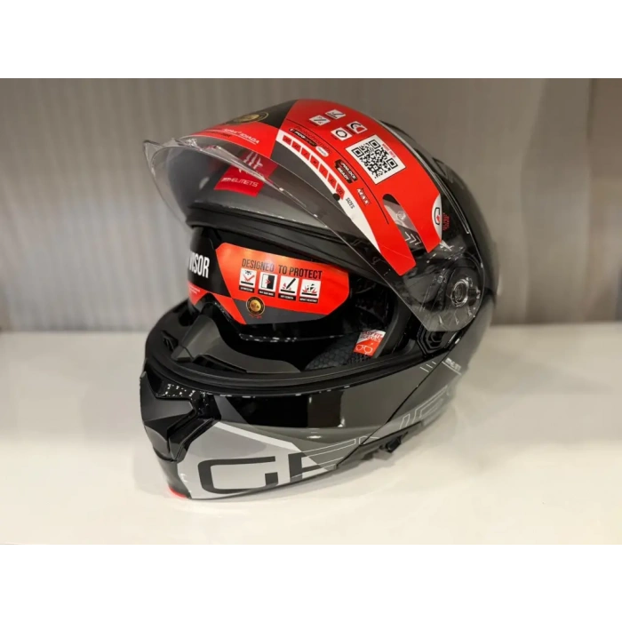 KASK MT GENESİS SV ATEMPO B15 ÇENE AÇILIR PARLAK KIR/BEYAZ