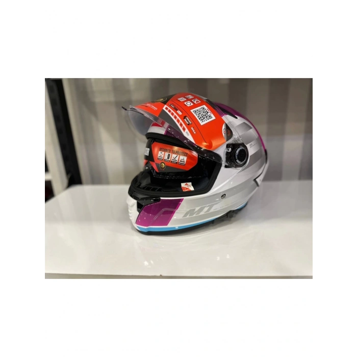 Mt Helmets Kask Mt Thunder 4 Sv Tears C8 Parlak Inci Beyaz/Pembe