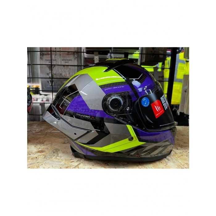Mt Helmets Kask mt Thunder 4 Sv Valıant B2 Parlak Gri Mor Sarı