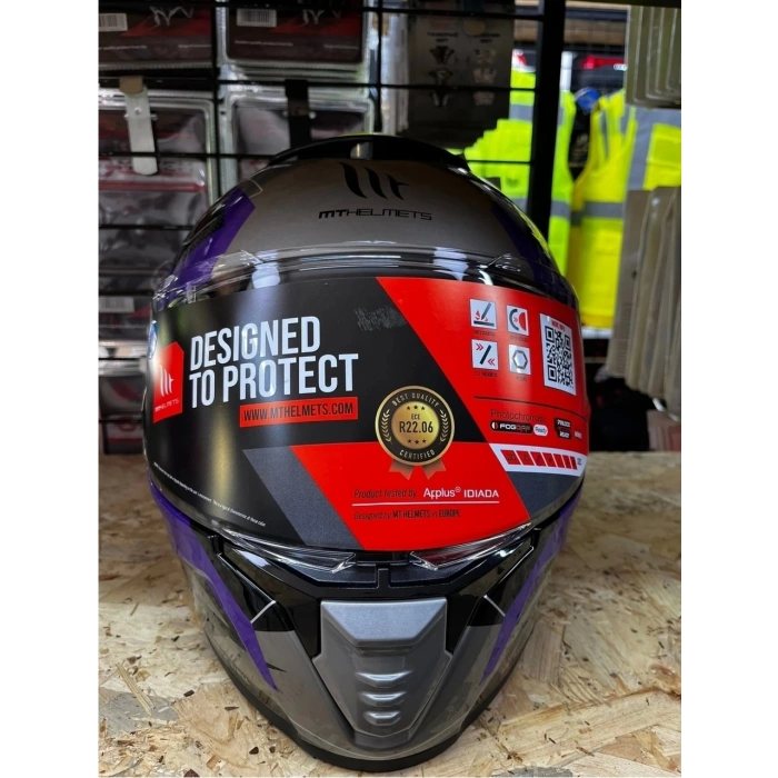 Mt Helmets Kask mt Thunder 4 Sv Valıant B2 Parlak Gri Mor Sarı