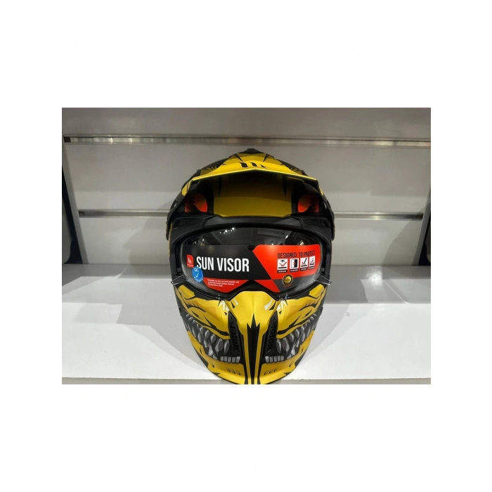 Mt Helmets Kask Streetfıghter Sv Aztec B3 Mat Siyah/sarı