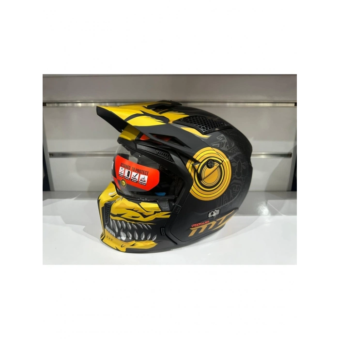 Mt Helmets Kask Streetfıghter Sv Aztec B3 Mat Siyah/sarı