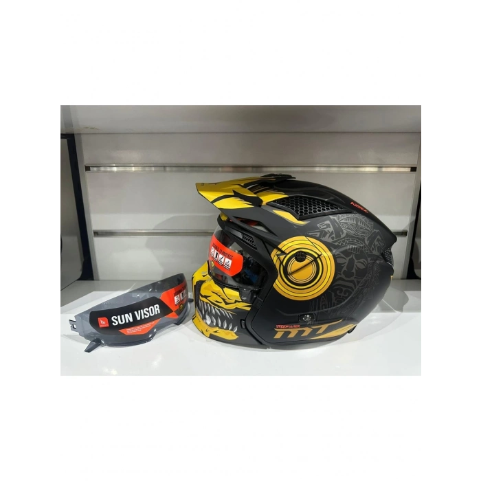Mt Helmets Kask Streetfıghter Sv Aztec B3 Mat Siyah/sarı