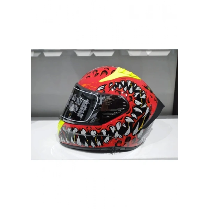 MTS Kask Mts Pro 801 Demon Güneş Gözlüklü Kırmız/sarı