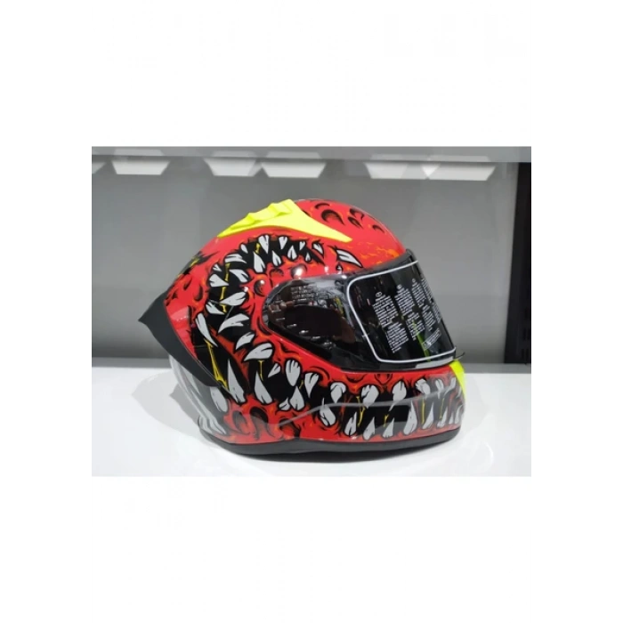 MTS Kask Mts Pro 801 Demon Güneş Gözlüklü Kırmız/sarı