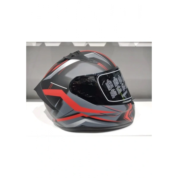 MTS Kask Mts Pro 801 Twılgh Güneş Gözlüklü Mat Gri/kırmızı