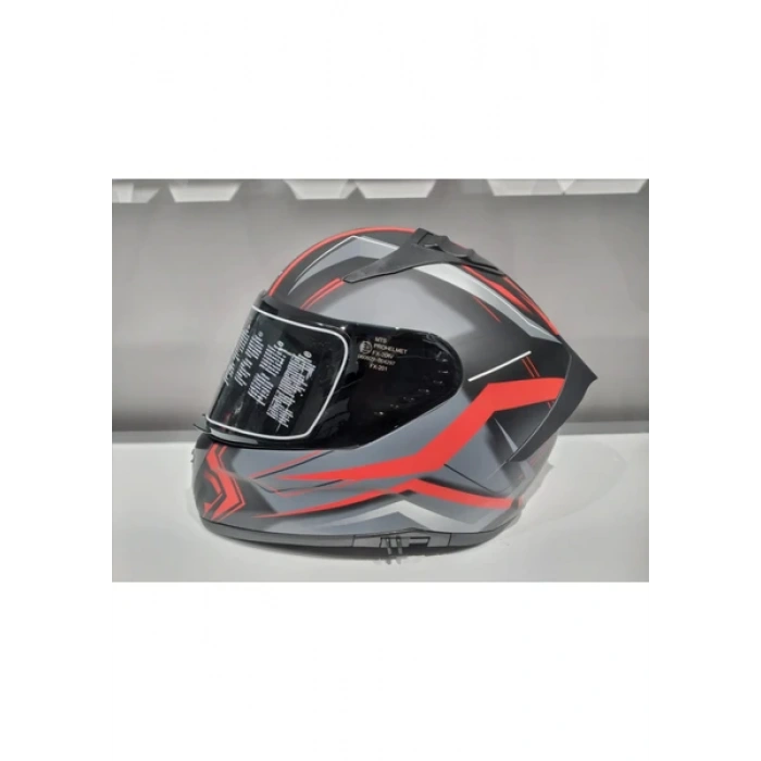 MTS Kask Mts Pro 801 Twılgh Güneş Gözlüklü Mat Gri/kırmızı