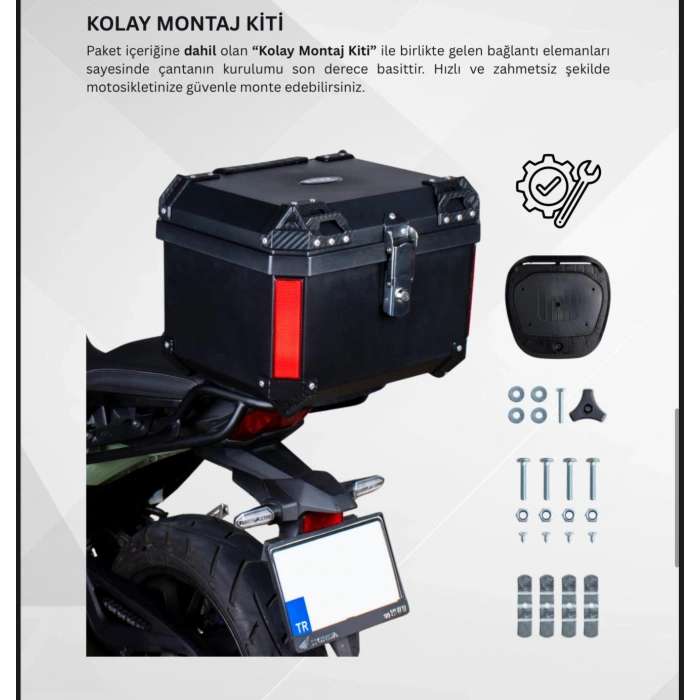 REXX 60 LİTRE ABS MOTOSİKLET ARKA ÇANTA - SİYAH