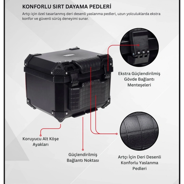 REXX 60 LİTRE ABS MOTOSİKLET ARKA ÇANTA - SİYAH
