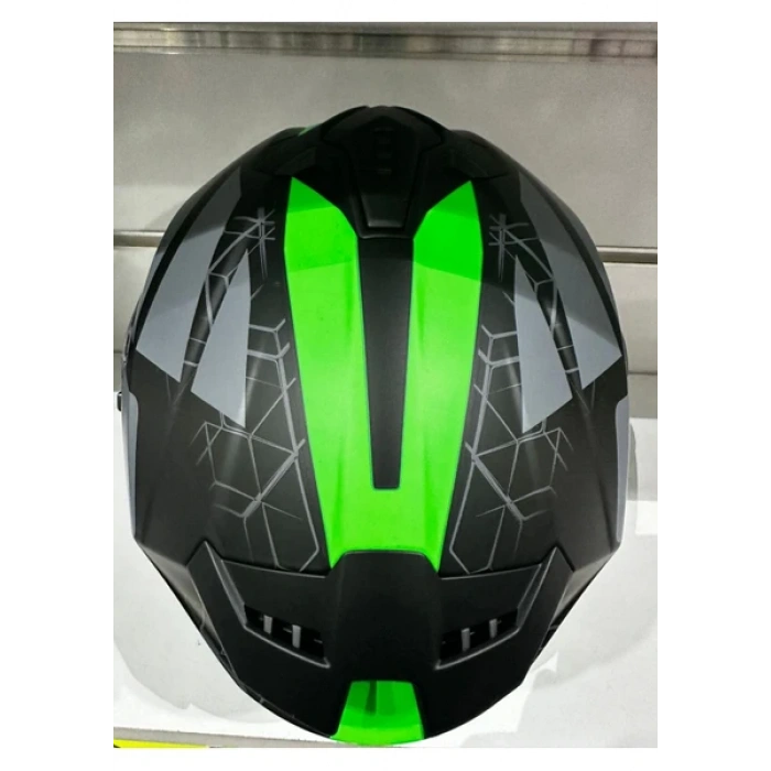 Sway Kask SW-865 Mat Grey/green Güneş Gözlüklü