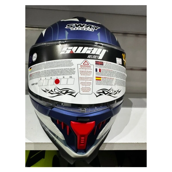 Sway Kask SW-865 St Blue/red Güneş Gözlüklü