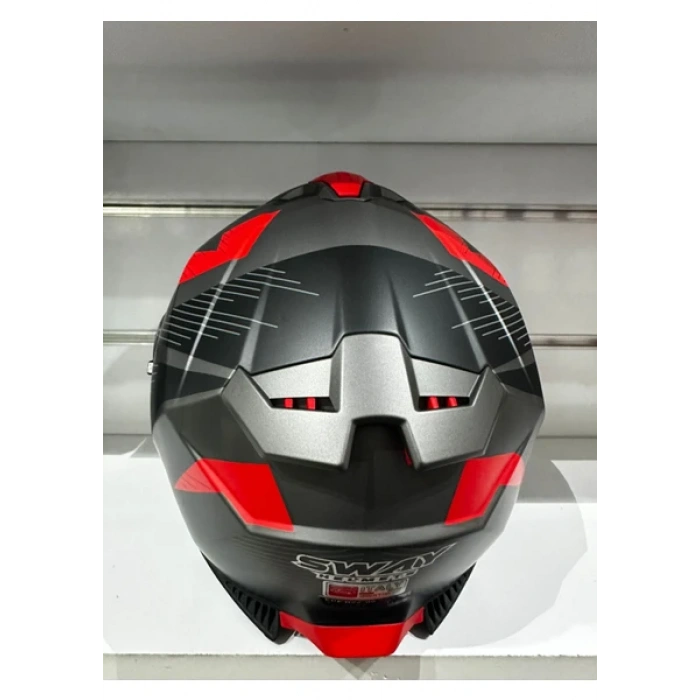 Sway Kask SW-865 St Titanyum/red/black Güneş Gözlüklü