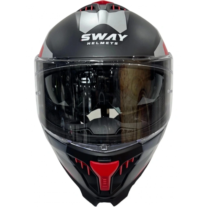 Sway Kask Sway Sw 865 Tıtan Black White Red Güneş Gözlüklü