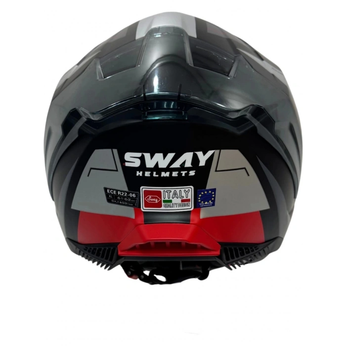 Sway Kask Sway Sw 865 Tıtan Black White Red Güneş Gözlüklü