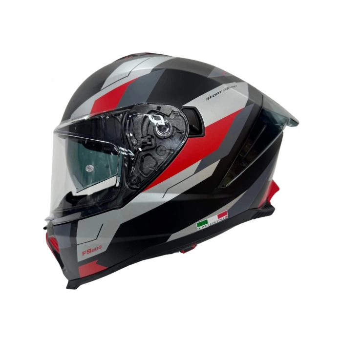 Sway Kask Sway Sw 865 Tıtan Black White Red Güneş Gözlüklü