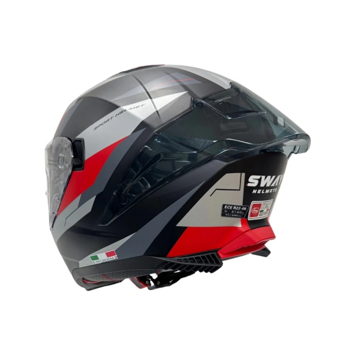 Sway Kask Sway Sw 865 Tıtan Black White Red Güneş Gözlüklü