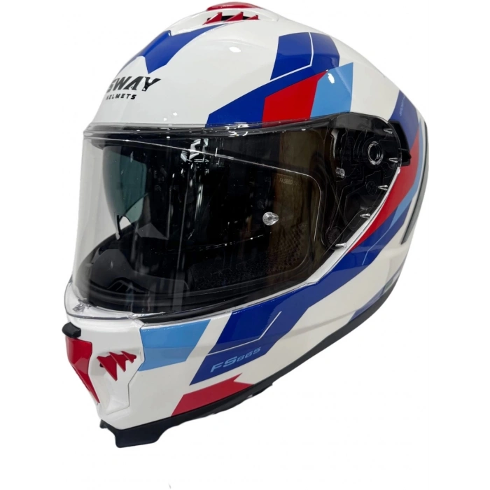 Sway Kask Sway Sw 865 Tıtan White Blue Red Güneş Gözlüklü