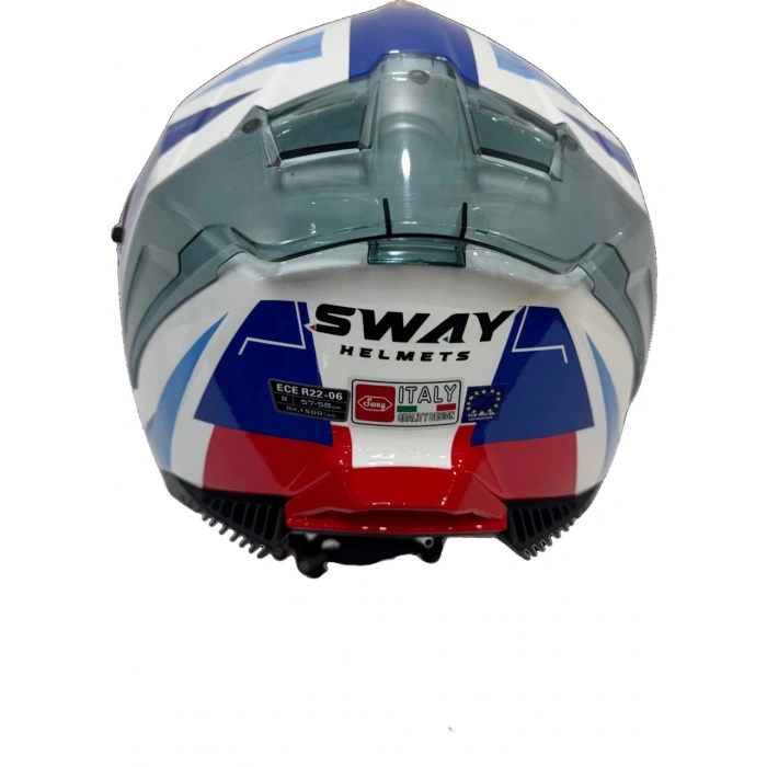 Sway Kask Sway Sw 865 Tıtan White Blue Red Güneş Gözlüklü