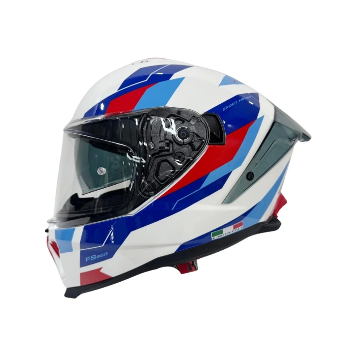 Sway Kask Sway Sw 865 Tıtan White Blue Red Güneş Gözlüklü