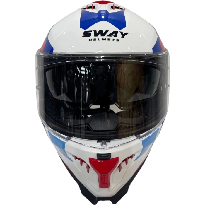 Sway Kask Sway Sw 865 Tıtan White Blue Red Güneş Gözlüklü