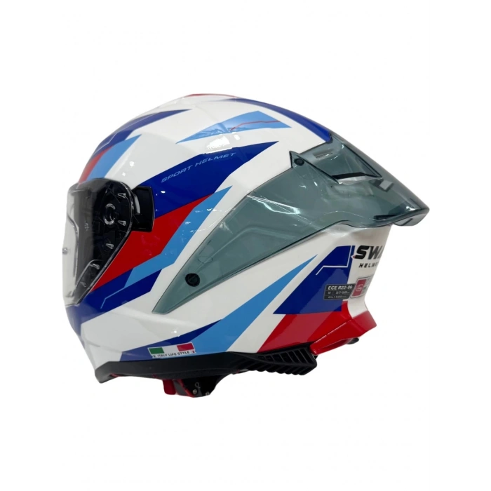 Sway Kask Sway Sw 865 Tıtan White Blue Red Güneş Gözlüklü