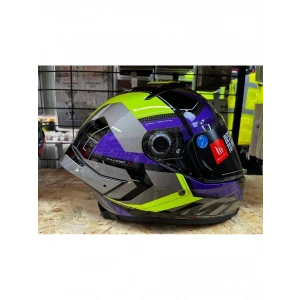 Mt Helmets Kask mt Thunder 4 Sv Valıant B2 Parlak Gri Mor Sarı