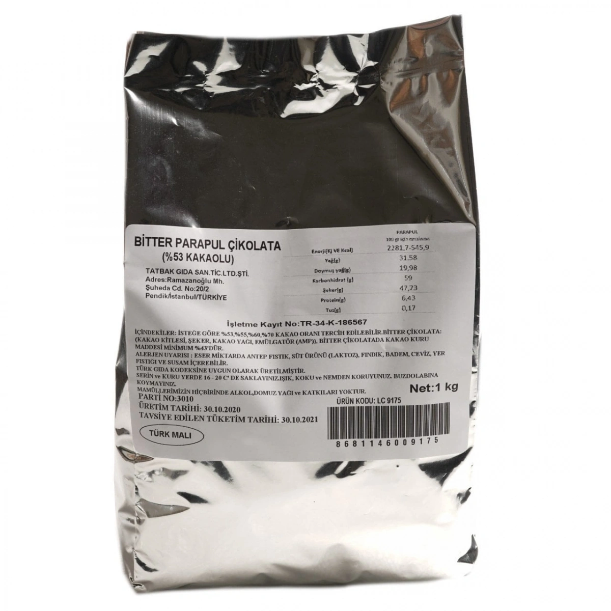 Bitter Parapul Çikolata 1 Kg