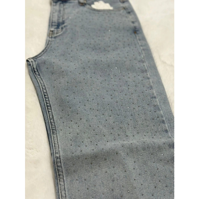 Işık Serisi Serpme Taşlı Jean Pantolon