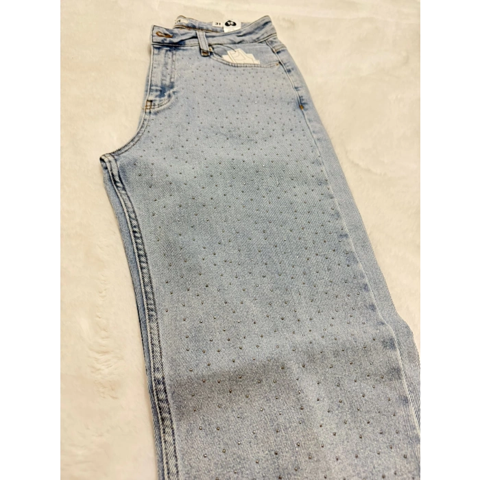 Işık Serisi Serpme Taşlı Jean Pantolon