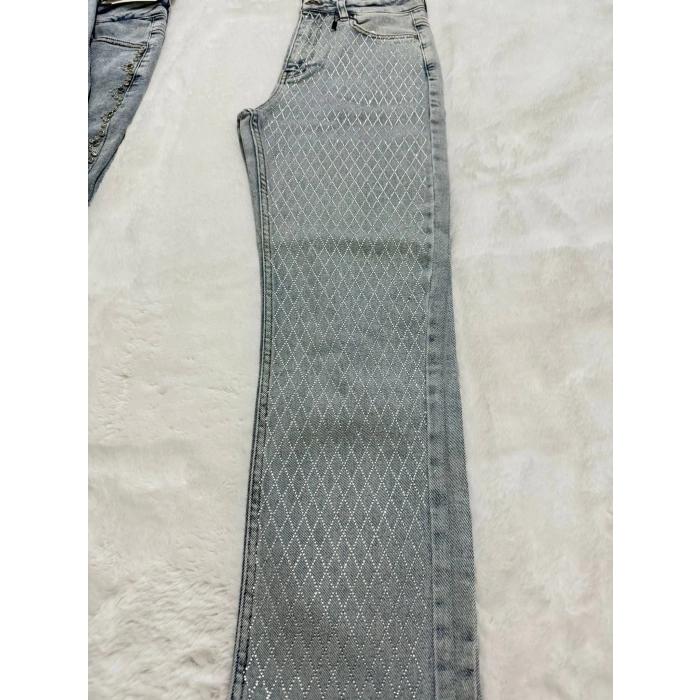 Işıltılı Baklava Taşlı Kot Pantolon