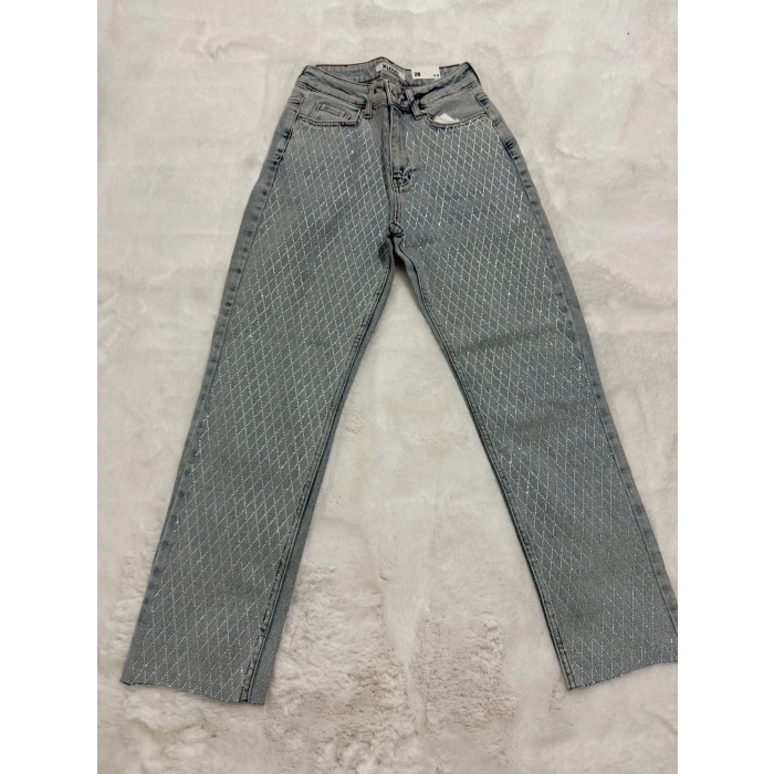 Işıltılı Baklava Taşlı Kot Pantolon