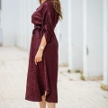 Melina Kuşaklı Bordo Elbise