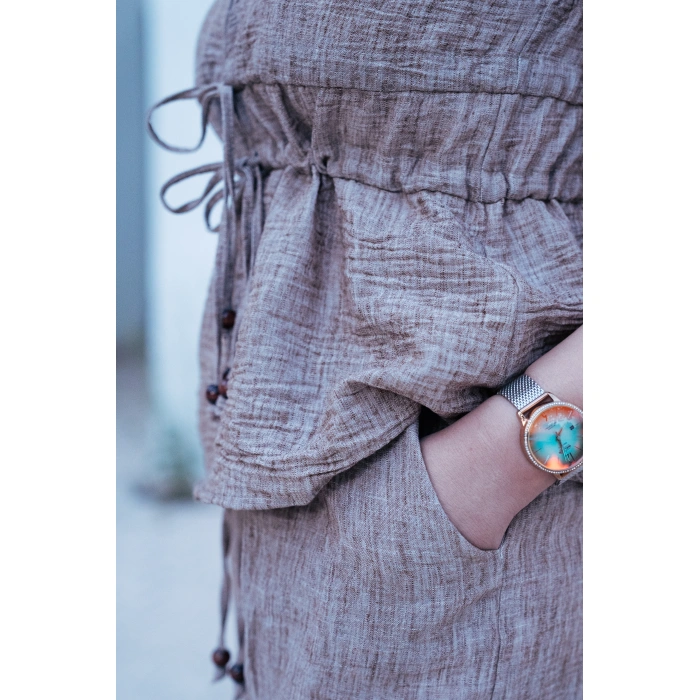 Bağlama Detaylı Bohem Keten Takım