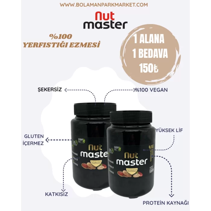 Nut Master % 100 Yer Fıstığı Ezmesi 1000 gr (1+1)