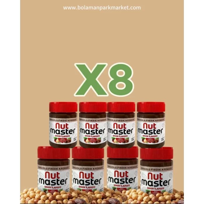 Nut Master Şeker İlavesiz Kakaolu Fındık Kreması 320 gr x8